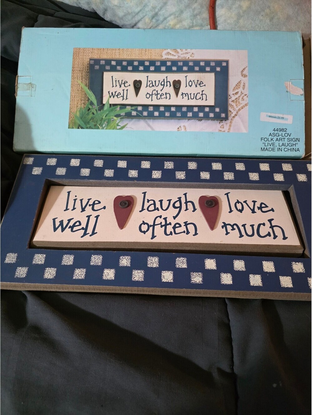 New Folk Art Live Laugh Love Wall Sign with Heart Accents